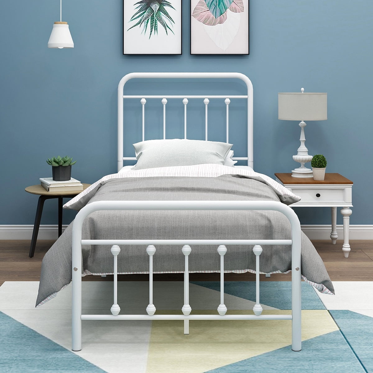 Birlea Jessica 3ft Single Cream Metal Bed Frame With Crystal Finials