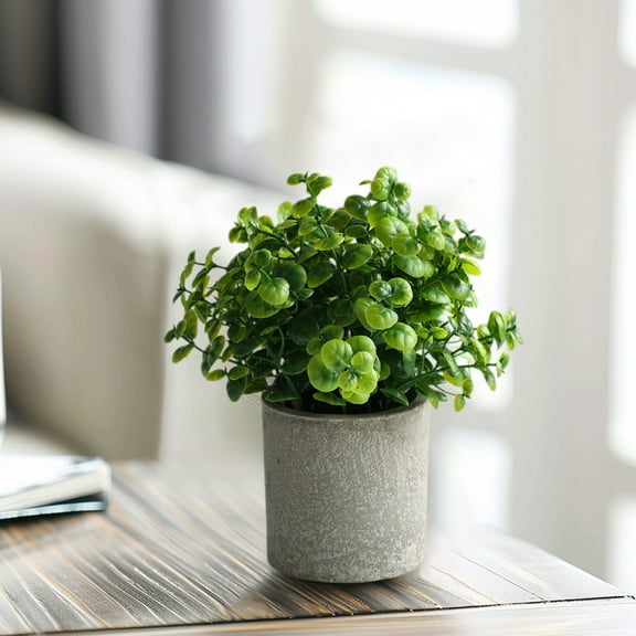 YOHAVEN Artificial Potted Plant 5" Faux Greenery Bouquet Plastic Tabletop Decoration Realistic Fake Plant for Living Room Bedroom Office Desk Shelf Indoor Home Decor Arrangements Wedding Event Party