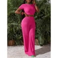thumbnail image 2 of AURA Womens Plus Size Two Piece Outfit Wrinkled Strap Top and Pants Set Casual Summer Bigsize Matching Set, 2 of 6