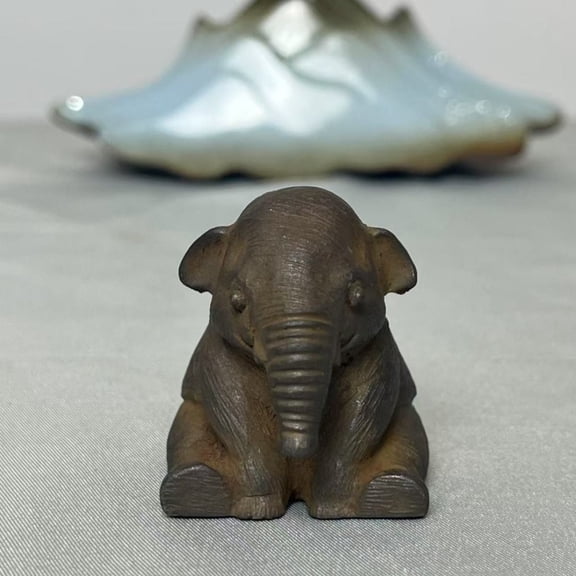 Cast Iron Elephant Figurine Cute Art Tea Pet Table Decor Statue
