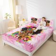 thumbnail image 3 of Castle Fairy Tie Dye Afro Girl Bed Sheets 4-Piece,Vibrant Tropical Flower Full Size Sheets,Pink Multicolor,1 Fitted Sheet, 1 Flat Sheet and 2 Pillowcases, 3 of 6