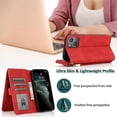 thumbnail image 4 of Funda de cuero con tapa horizontal y cremallera para iPhone 13 Pro Max, con textura de caballo loco, ranuras para tarjetas, billetera y cordón., 4 of 5
