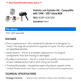 thumbnail image 2 of Vehicle Lock Cylinder Kit - Compatible with 1994 - 2007 Isuzu NQR 1995 1996 1997 1998 1999 2000 2001 2002 2003 2004 2005 2006, 2 of 2
