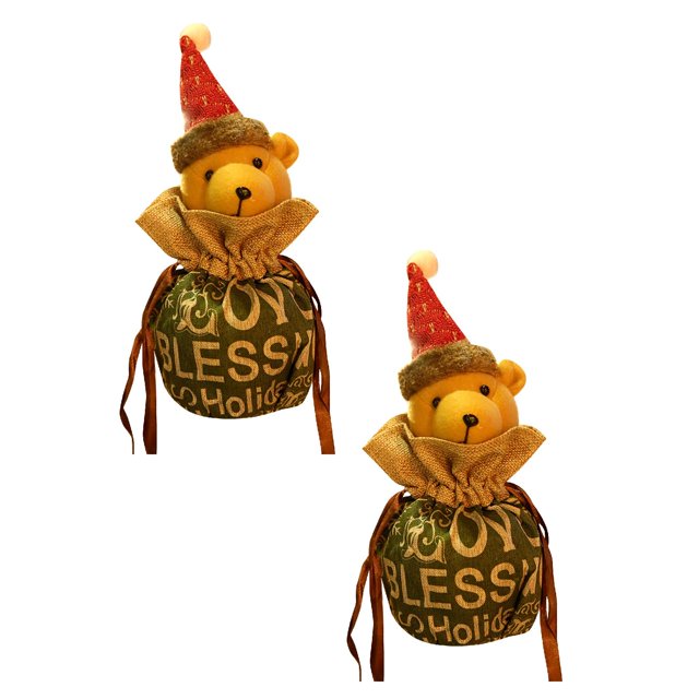 Oleegame 2PC Christmas Drawstring Bag 3D Design Fabric Gift Bags For Favors And Decorations Super Cute Snowman