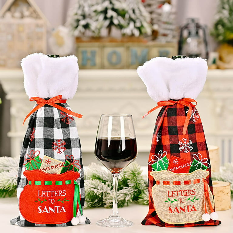 Pianpianzi Cute Stemless Wine Glasses for Women t Wine And Wine Glasses Set  Christmas Decoration Christmas Wine Bottle Bag Christmas Red And Black