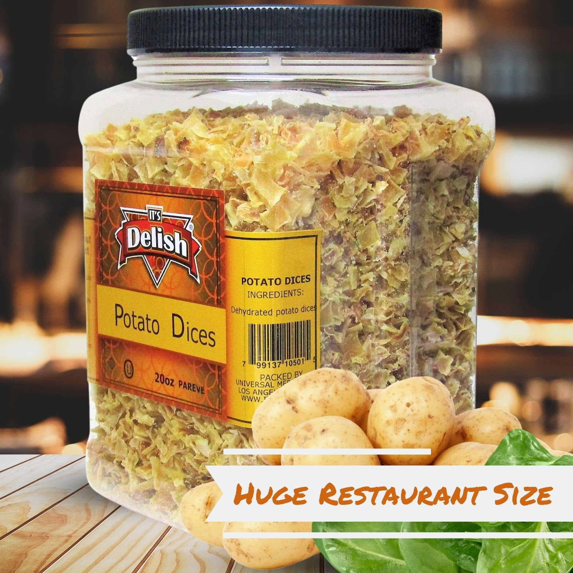 Gourmet Dehydrated Potato Dices by Its Delish, 20 Oz Jumbo Reusable Container  Natural Dried Potatoes Chopped Diced  Great for Recipes, Camping, Emergency Food Supply Vegetable, Stews, Soups, Baking