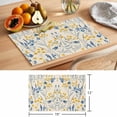 thumbnail image 6 of Vintage Flower Placemats Set of 2, Watercolor Yellow Blue Floral Vintage Leaf Linen Texture Non-Slip Place Mats Washable Table Mats for Kitchen Dining Table Decorations Indoor/Outdoor, 6 of 9