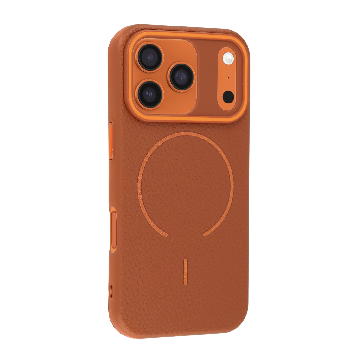 Magnetic Leather Soft Cases for iPhone 17 Pro Max - Golden Brown