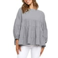 thumbnail image 2 of Gvmfive Women Casual Ruffles Round Neck Long Puff Sleeve Tops Blouse Shirt, 2 of 7