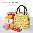 thumbnail image 5 of Honeii Yellow White Striped Sunflower Print Insulated Lunch Bag Women Reusable Lunch Box with Pocket for Work Picnic Travel -One Size, 5 of 6