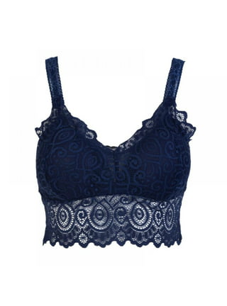 Lace Bralette for Women,Deep V Neck Lace Floral Bra Padded Breathable Sexy  Plunge Longline Bra Wire Free Racerback Top 