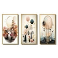 thumbnail image 2 of Designart "Boho Dreams Rose Gold Abstract Landscape" Abstract Landscape Framed Wall Art Set Of 3 - Pink Abstract Landscapes Frame Canvas Set For Living Room Decor, 2 of 6