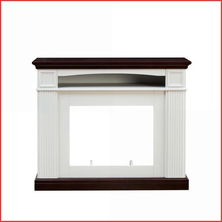 Electric Fireplace TV Stand | Farmhouse Style with Storage | 23-Inch Mantel | White | MDF