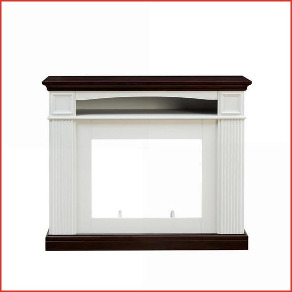 Electric Fireplace TV Stand | Farmhouse Style with Storage | 23-Inch Mantel | White | MDF