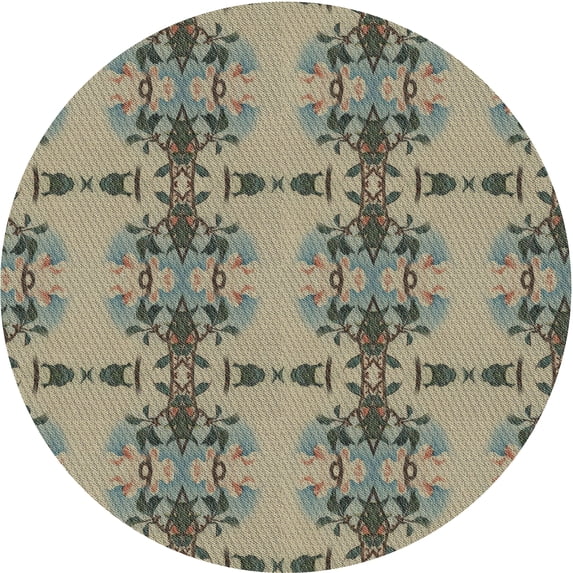 Ahgly Company Machine Washable Indoor Round Transitional Antique Bronze Green Area Rugs, 5' Round