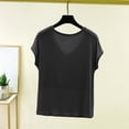 thumbnail image 4 of Jerdar Women's Summer Casual V Neck Shirt Short Sleeve Oversized T Shirts Daily Wear Tee Tops L, 4 of 5