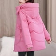 thumbnail image 7 of Women's Winter Warm Plus Size Puffer Coat Casual Colored Long-Sleeved Hooded Jacket Lightweight Puffer Jacket(Hot Pink 3XL), 7 of 7