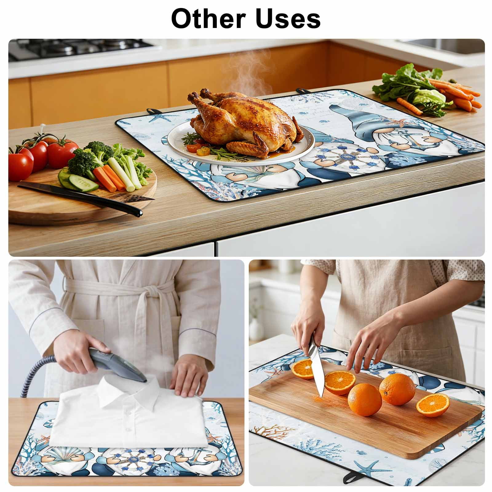 Blue Gnomes Coastal Stove Top Cover for Electric Stove, Heat-proof & Non Slip Glass Top Stove Cover Protector, Nautical Coral Starfish Ocean Summer Kitchen Flat Cooktop Rubber Mat 24x21 Inches