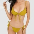 thumbnail image 5 of WREESH Womens Two Piece Swimsuit String Bikini Sets Solid Color Fashion Casual Broadband Sling Binding Bikinis Sets Beach Bathing Suit Yellow, 5 of 6