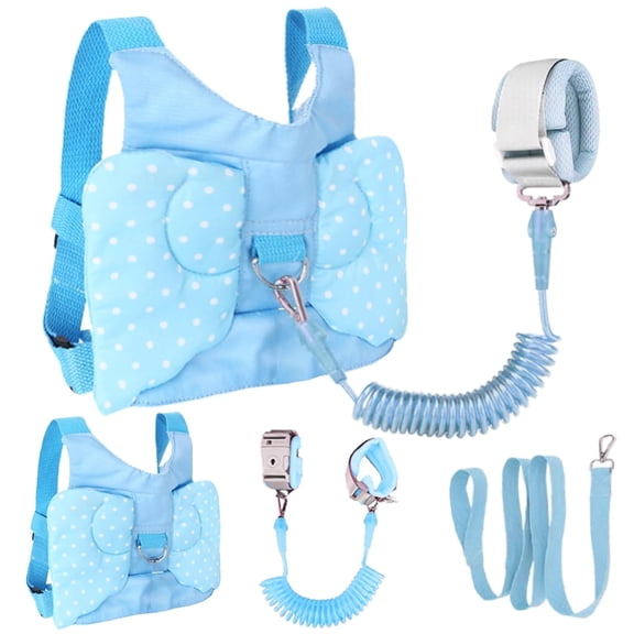 Toddler Harness with Leash - Child Leash and Anti Lost Wrist Link with Lock, Baby Walking Harness Assistant for Boys, Cute Traction Safety Leash for Kids, Holiday Travel Christmas Gift, Blue