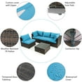 thumbnail image 4 of Patiojoy 6 Pieces Outdoor PE Rattan Wicker Sectional Sofa with 42" 60,000 BTU Gas Fire Pit Table, Patio Conversation Set with Tempered Glass Coffee Table Turquoise, 4 of 10