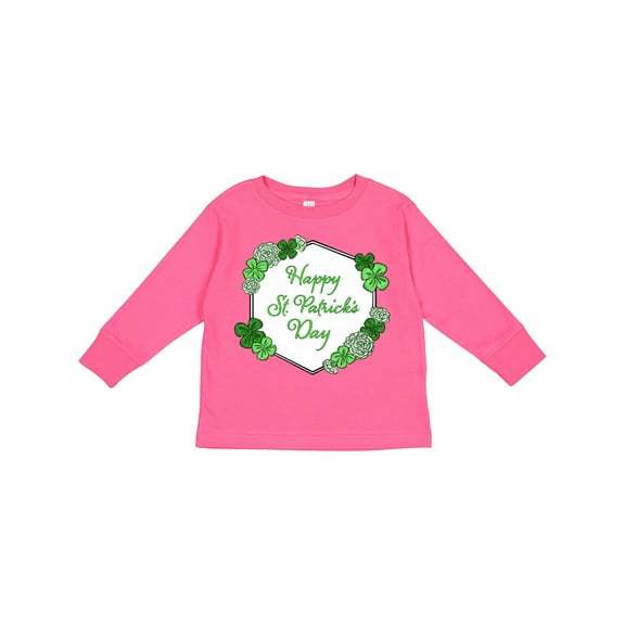 Inktastic Happy St. Patrick's Day Clovers Boys or Girls Long Sleeve Toddler T-Shirt
