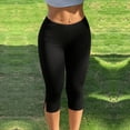 thumbnail image 2 of Dagugfen Yoga Capris for Women Straight Slim Leg Fitness Elastic Waist Slit Bottom Athletic Activewear Capri Pants, 2 of 7