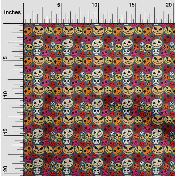 oneOone Polyester Lycra Blue Fabric Halloween Sewing Craft Projects Fabric Prints By Yard 56 Inch Wide