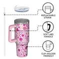 thumbnail image 4 of Pink Breast Cancer Tumbler with Handle and Lid,40oz Double Wall Vacuum Insulated Tumbler,Cups Gift for Women and Men, 4 of 7
