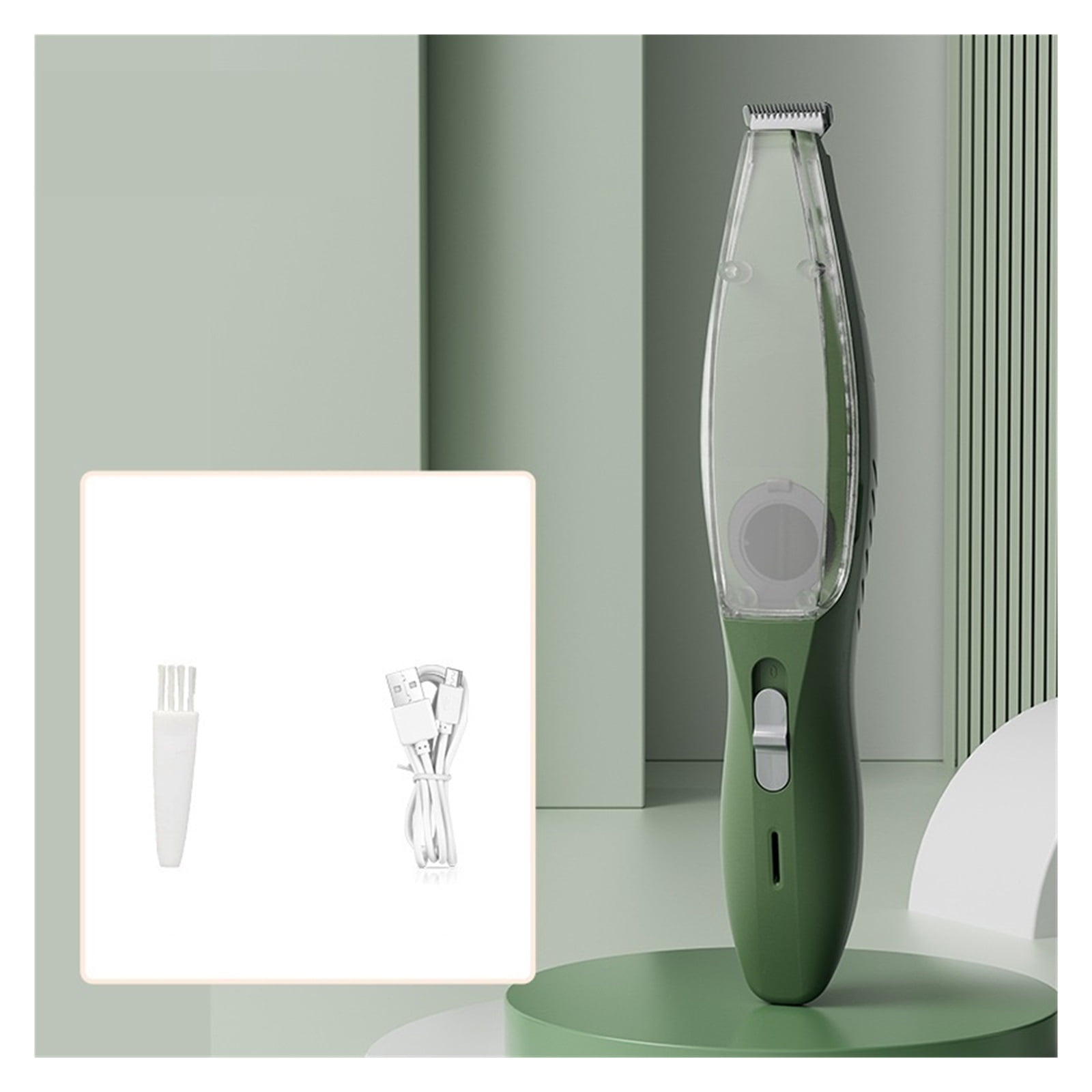 Hair Trimmer Cordless Vacuum Clipper with Suction Rechargeable USB Low Noise Electric Dog Groomer Low Noise Pet Groomig Kit