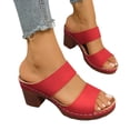 thumbnail image 6 of Ticikt Heel Solid Color Strap Sandals Elegant Summer Dressy Casual Comfortable Footwear, 6 of 9