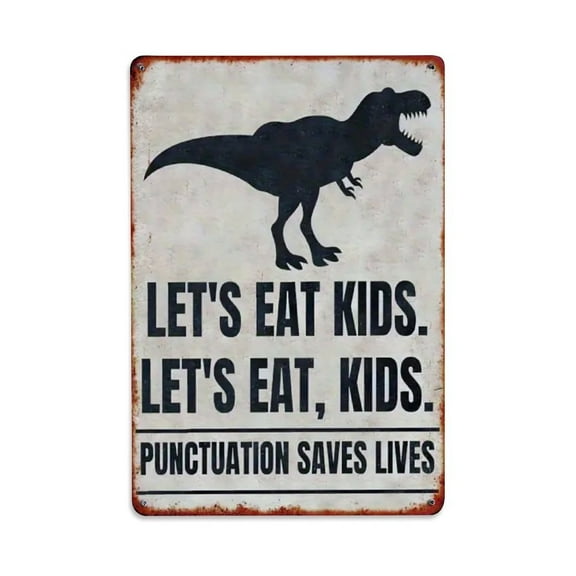 Let's Eat, Kids Tin Sign Vintage Metal Sign Office Living Room Bar Coffee Wall Art Decor 8x12inch