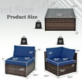 thumbnail image 3 of Costway 6PCS Patio Rattan Furniture Set Cushioned Sofa Coffee Table Navy, 3 of 8