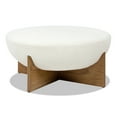 thumbnail image 3 of Jennifer Taylor Home Bali 37" Round Upholstered Cocktail Ottoman with Natural Wood Base, Ivory White Boucle, 3 of 7