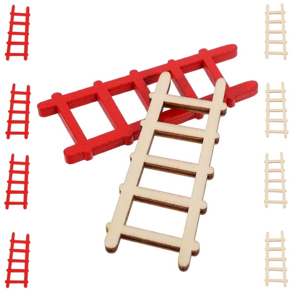 WHAMVOX Miniature Ladder Decor 10Pcs Red Wood For Craft Enthusiasts And Hobbyists Mini Size Landscape Ornament