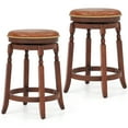 thumbnail image 1 of Costway 24" Swivel Bar Stool Set of 2 with Upholstered Seat & Rubber Wood Frame Round Walnut, 1 of 7