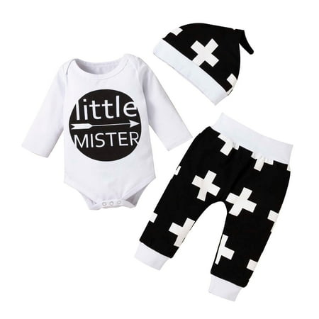 

Boys Girls Spring and Autumn Long Sleeve Pants Set Fashion Letter Print Round Neck Long Sleeve Pants Set With Hat