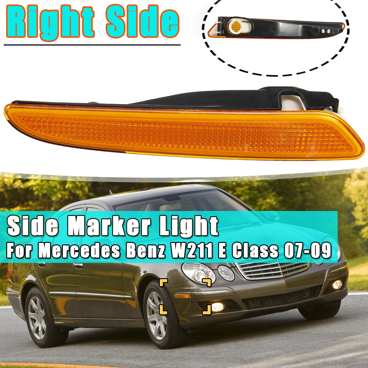 Front Side Marker Light Passenger Side Right RH for MB E350 E550 E63 AMG 4 Door 