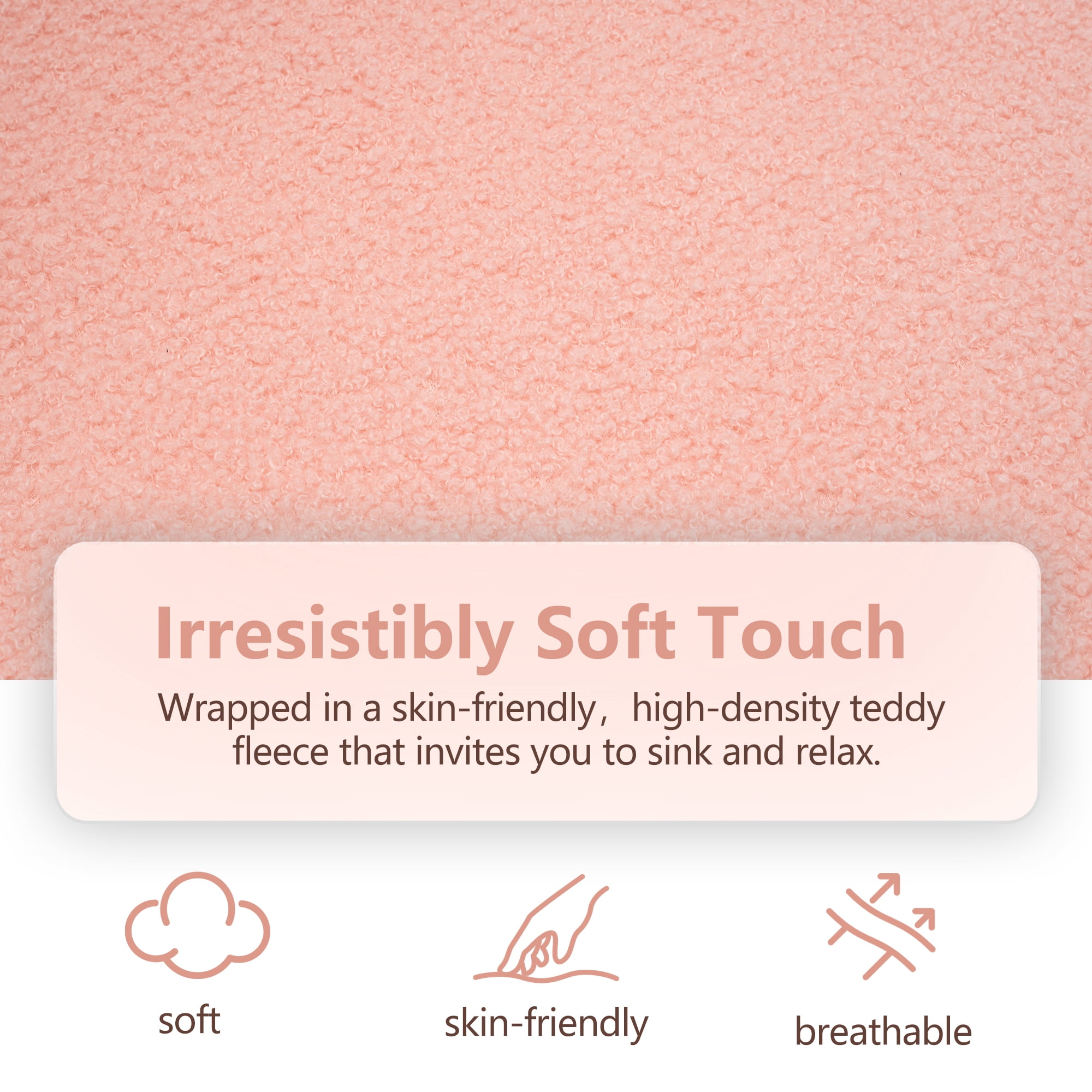 ENYLAY Pink Fluffy Teddy Fleece Vanity Chair, Height Adjustable 360° Swivel Rolling Desk Chair, Ergonomic Upholstered Makeup Chair, Modern Cute Accent Chair for Bedroom Home Office Vanity Room