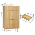 thumbnail image 7 of Fluted 5 Drawers Dresser, Tall Modern Chest of Drawers with Marble Top, Curved Profile Design, Wood Drawer Organizer for Bedroom, Living Room, Hallway, Entryway, 7 of 7