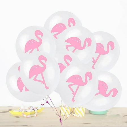 WHAMVOX 10pcs 12inch Flamingo Printing Balloon Decoration Latex Balloon Party Supplies for Wedding Birthday Hawaii Luau Party Summer Party Holiday