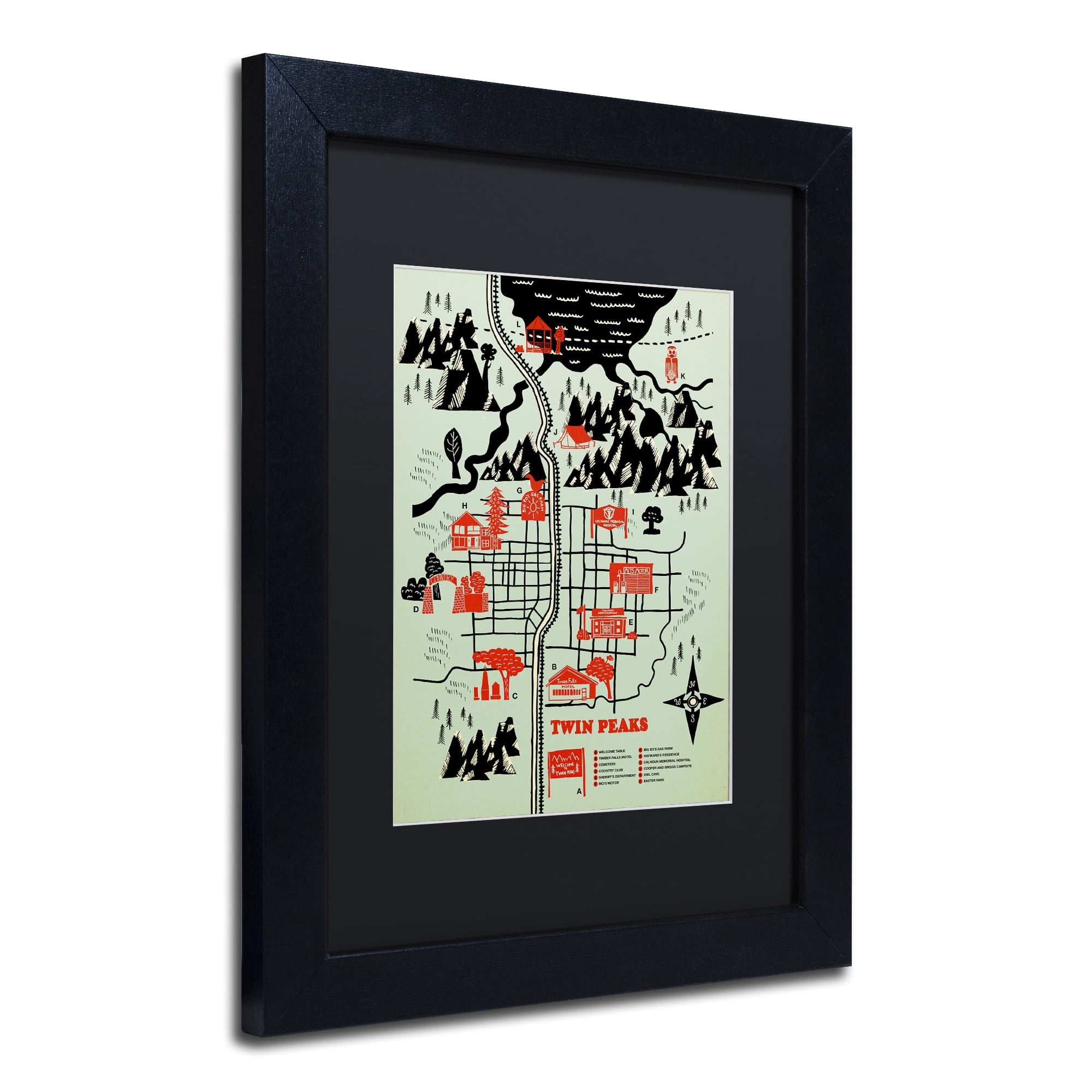Trademark Fine Art 'Welcome To Twin Peaks' Canvas Art by Robert Farkas, Black Matte, Black Frame