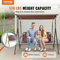 thumbnail image 3 of Brown Patio Swing Chair with Canopy, 3-Seater Alloy Steel Outdoor Swing for Backyard, 3 of 11
