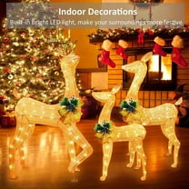 Upgraded 3 Pieces Christmas Lights Reindeer Decoration Outdoor Deer Family With Warm White LED Lights Garden Stake Yard Decoration S