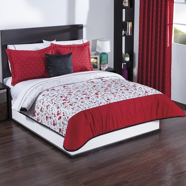 Edredón Elefantito Individual Doble Vista Floreado Liso Color Rojo/blanco Textura Suave blanco Individual Elefantito E31900