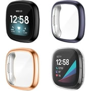 CAVN 4 Packs Screen Protector Case Compatible with Fitbit Sense/Versa 3, Full Coverage Soft TPU Protective Screen Cover