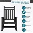 thumbnail image 4 of SERWALL Oversized Outdoor Rocking Chair Set of 2, All-Weather HDPE Patio Rocker with Wide Armrests for Porch, Patio & Lawn, Black, 4 of 12