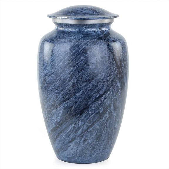 11" Aluminum Cremation Funeral Urns for Adult Human & Pet Loss | Handcrafted Burial Funeral Urns for Cremated Ash Remains Storage (Hastas Grey)
