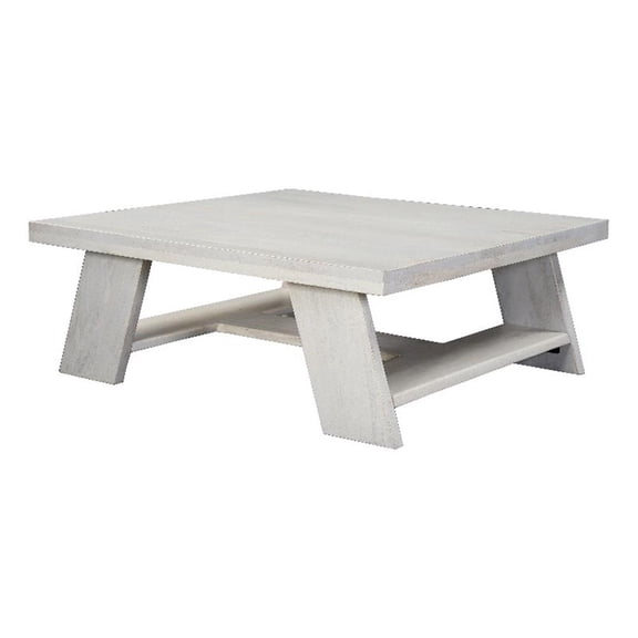 Aya 40" Square Coffee Table-Biscotti White Mango Wood-Bold Angled Legs