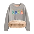 thumbnail image 3 of Danhjin Christmas Sweatshirts for Women Fleece Lined Festive Print Oversized Pullover Tops Long Sleeve Loose Crew Neck Fall Winter Fashion Casual Warm Shirts, 3 of 7
